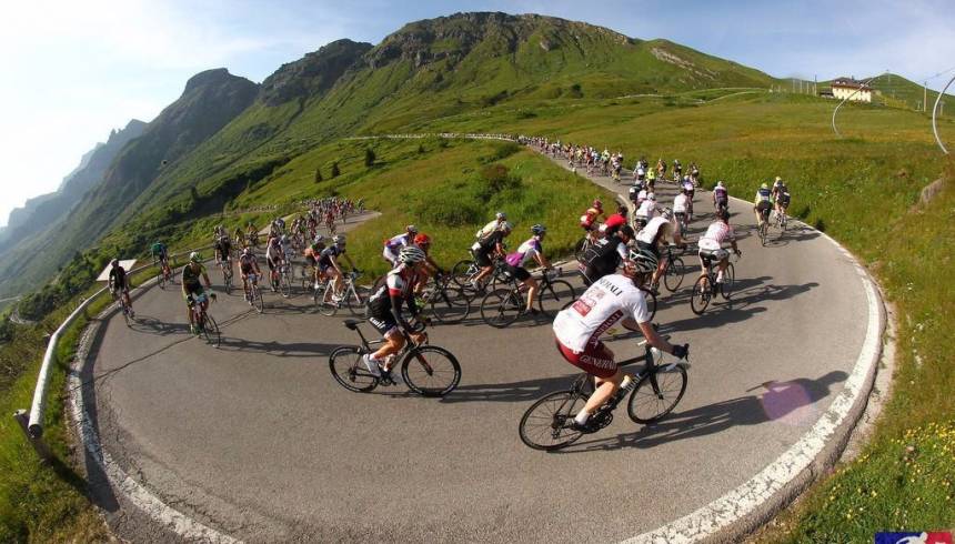 Sellaronda bike day in the Dolomites, Italy on 19 June 2016
