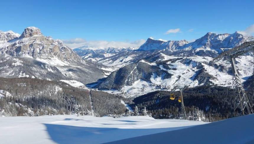 Start of the new skiing season in Alta Badia, South Tyrol, Dolomites, Italy