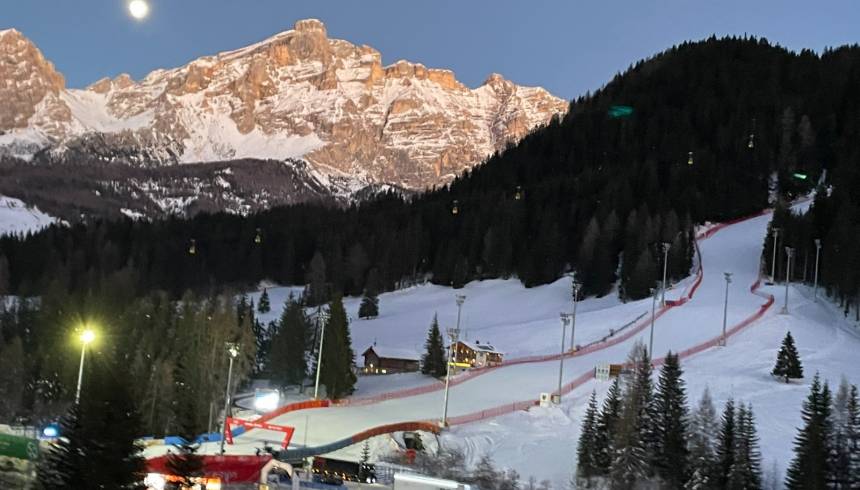 The giant slalom competition from 17-19th Dec22 on the Gran Risa slope in Alta Badia, South Tyrol, Dolomites